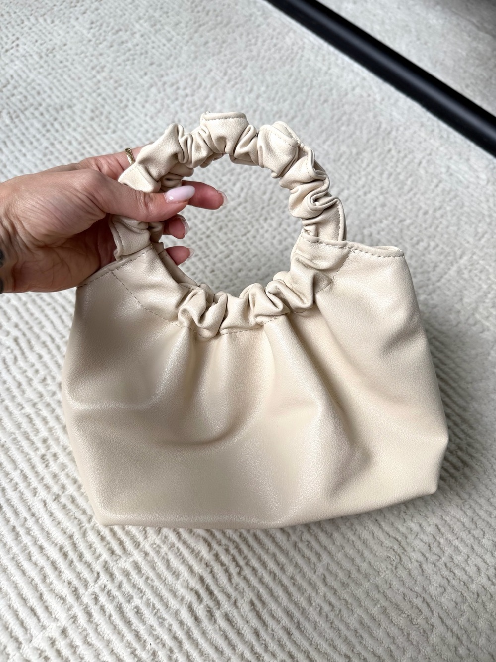 Abercrombie & Fitch Cream Ruched Handle Mini Bag